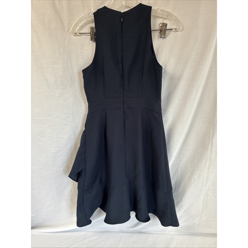 Banana Republic Navy Blue Sleeveless Fit & Flare Ruffle Dress 00 Petite - Picture 3 of 12